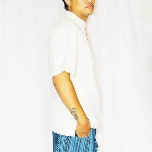 Alternative view of Shiny White Half Sleeve Shirt