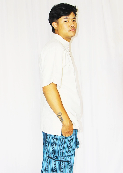 Shiny White Half Sleeve Shirt - Image 2