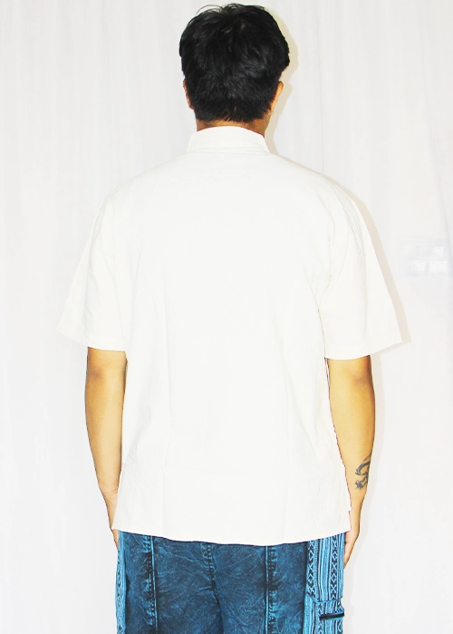 Shiny White Half Sleeve Shirt - Image 3