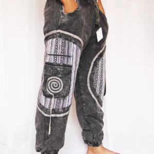 Alternative view of Black Tone Stonewash Retro Cargo Trouser