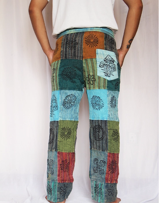 Lightweight Khaddar Patchwork Trouser - Image 3