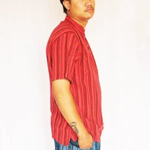 Alternative view of Red Stripe Half Sleeve Cotton Shirt