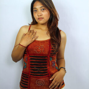 Rusty Hippie Symbol Embroidery Cotton Top