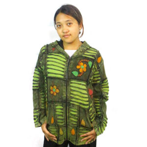 Warm Fleece Floral Embroidery Cotton Jacket 