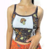 Mushroom Print Patchwork Crop Top