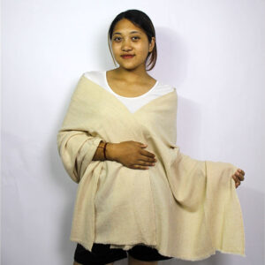 Plain White Luxury Cashmere Wool Shawl