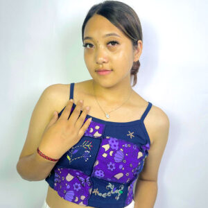 Patchwork Crop Top with Block Prints