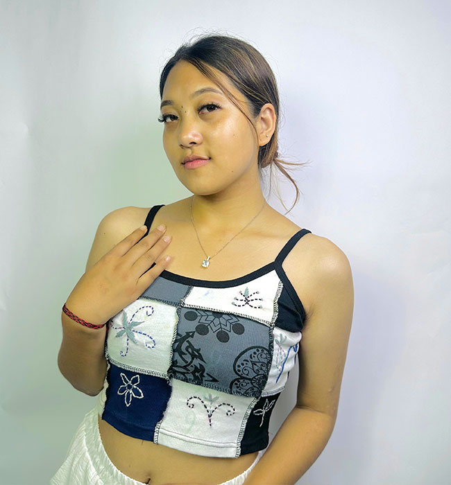 Block Printed Hippie Crochet Top