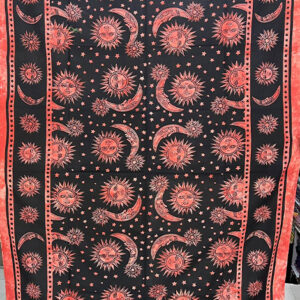 Sun and Moon Print Cotton Tapestry
