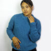 Plain Blue Knitted Gilbox Wool Sweater