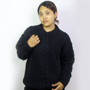 Plain Black Himalayan Knitted Wool Sweater