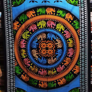 Multiple Elephant Print Cotton Tapestry