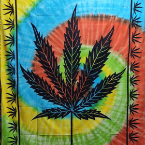 Hemp Leaf Print Wall Art Cotton Tapestry