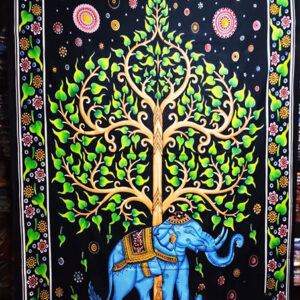 Tree and Elephant Mandala Cotton Tapestry