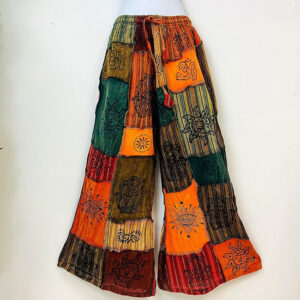 Folk Print Wide Leg Patchwork Trouser