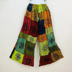 Unisex Printed Wide Leg Patchwork Pant