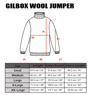 Gilbox Wool Jumper Size Chart