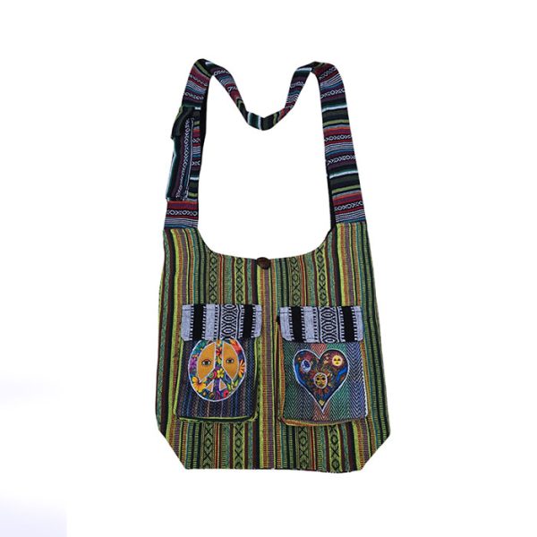 Hand Print and Embroidery Print Bohemian Hippie Bag