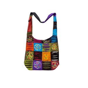 Hand Print and Embroidery Print Bohemian Hippie Bag
