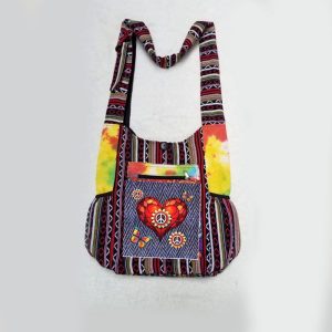 Hand Print and Embroidery Print Bohemian Hippie Bag