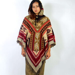 Hippie Handmade Boho Knitted Wool Poncho – Warmth with Soul
