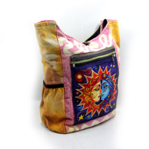 Cotton Hippie Handmade Celestial Sun and Moon Print Crossbody Bag