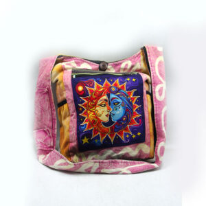 Cotton Hippie Handmade Celestial Sun and Moon Print Crossbody Bag