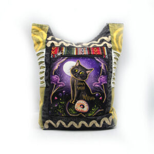 Hippie cotton cat embroidery handmade crossbody shoulder bag