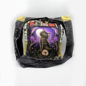 Hippie cotton cat embroidery handmade crossbody shoulder bag