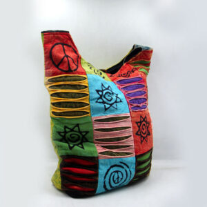 Hippie Crossbody Messenger Bag with Razor Cut Pattern and Patchwork