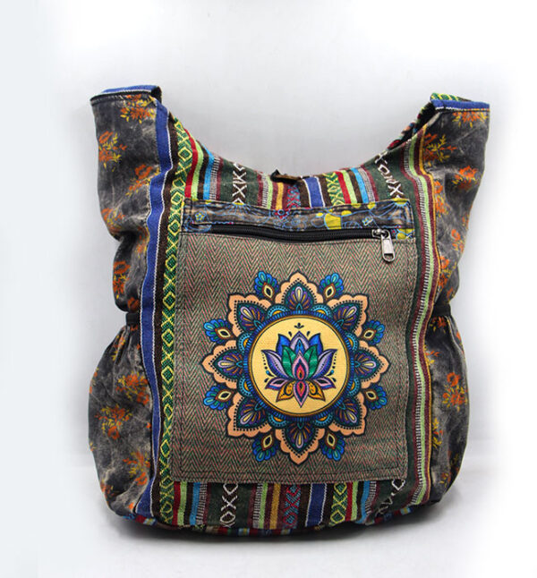 Hippie Handmade Gheri Cotton Shoulder Bag – Mushroom & Lotus Print
