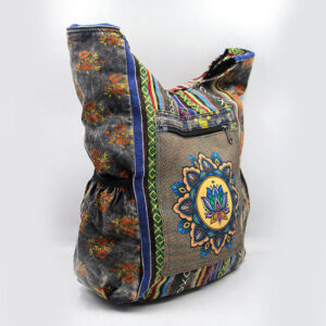 Hippie Handmade Gheri Cotton Shoulder Bag – Mushroom & Lotus Print