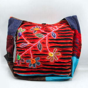 Hippie Crossbody Messenger Bag with Razor Cut Pattern and Patchwork