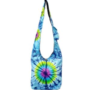Unique Colorful Tie-Dye Shoulder Bag – Durable Black Cotton