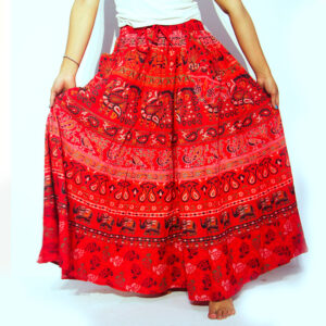 Hippie Boho Red Batik Sarong Wrap Skirt – Festival & Beach Vibes