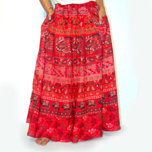Hippie Boho Red Batik Sarong Wrap Skirt – Festival & Beach Vibes