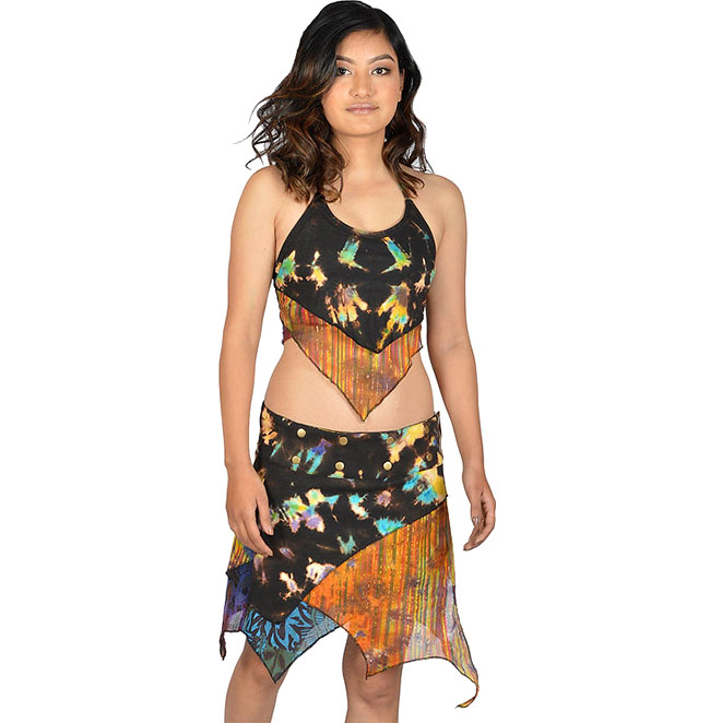 Earthy Pixie Wrap Skirt – Bohemian Cotton Mini for Free Spirits