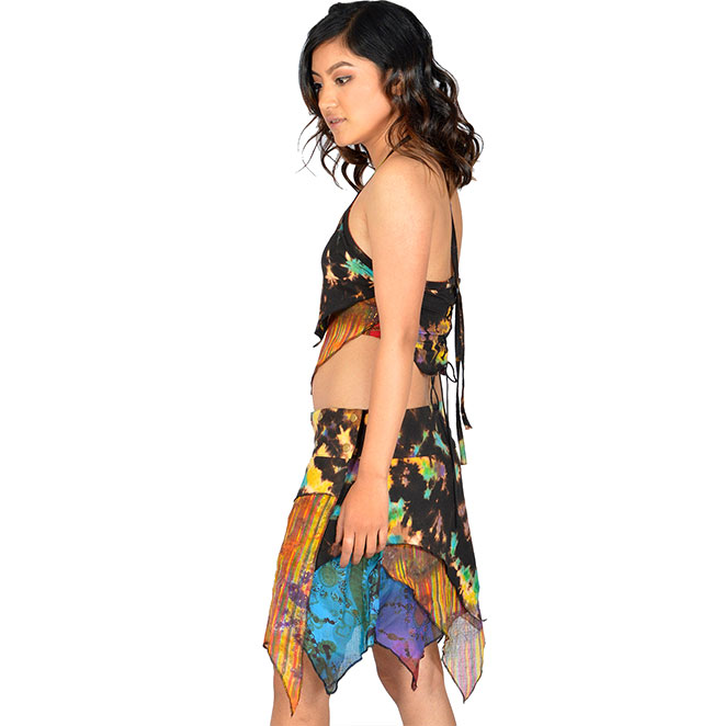 Earthy Pixie Wrap Skirt – Bohemian Cotton Mini for Free Spirits