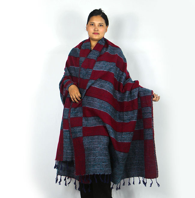 Hippie Yak Wool Shawl Blanket – Warm, Colorful & Artisan-Made