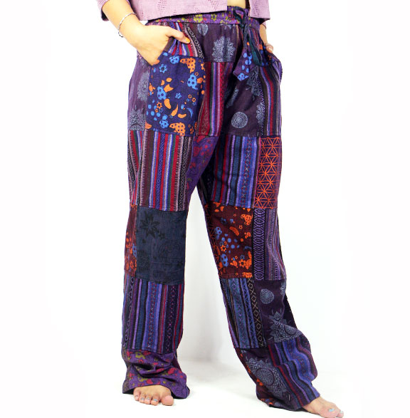 Boho Gheri Cotton Patchwork Pants – Handmade Hippie Festival
