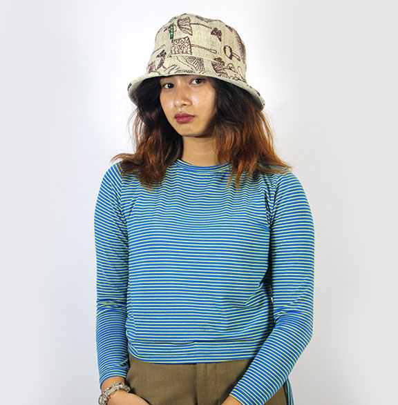 Mushroom Print Hemp Hat – Handmade Boho Festival Wear