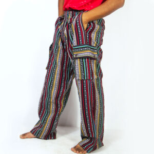 Handmade Gheri Cotton Hippie Cargo Pants – Unisex Boho Festival Trousers with Multiple Pockets