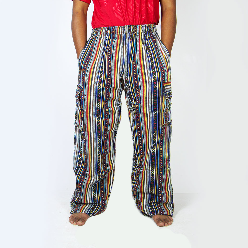 Unisex Hippie Cargo Pants – Handmade Gheri Cotton Boho Trousers from Nepal