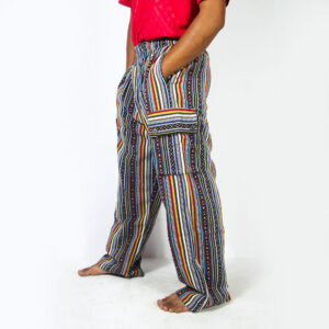 Unisex Hippie Cargo Pants – Handmade Gheri Cotton Boho Trousers from Nepal