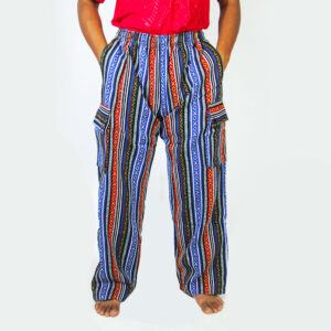 Ethnic Gheri Cotton Cargo Pants – Handmade Boho Hippie Pants with Pockets | Fairtrade Festival Streetwear