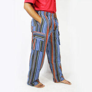 Ethnic Gheri Cotton Cargo Pants – Handmade Boho Hippie Pants with Pockets | Fairtrade Festival Streetwear