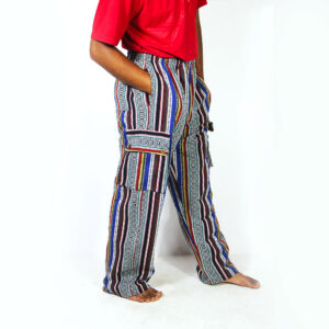 Himalayan Gheri Cotton Cargo Pants – Unisex Handmade Hippie Festival Pants | Eco Boho Travel Trousers