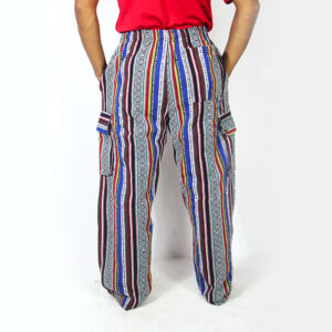 Himalayan Gheri Cotton Cargo Pants – Unisex Handmade Hippie Festival Pants | Eco Boho Travel Trousers
