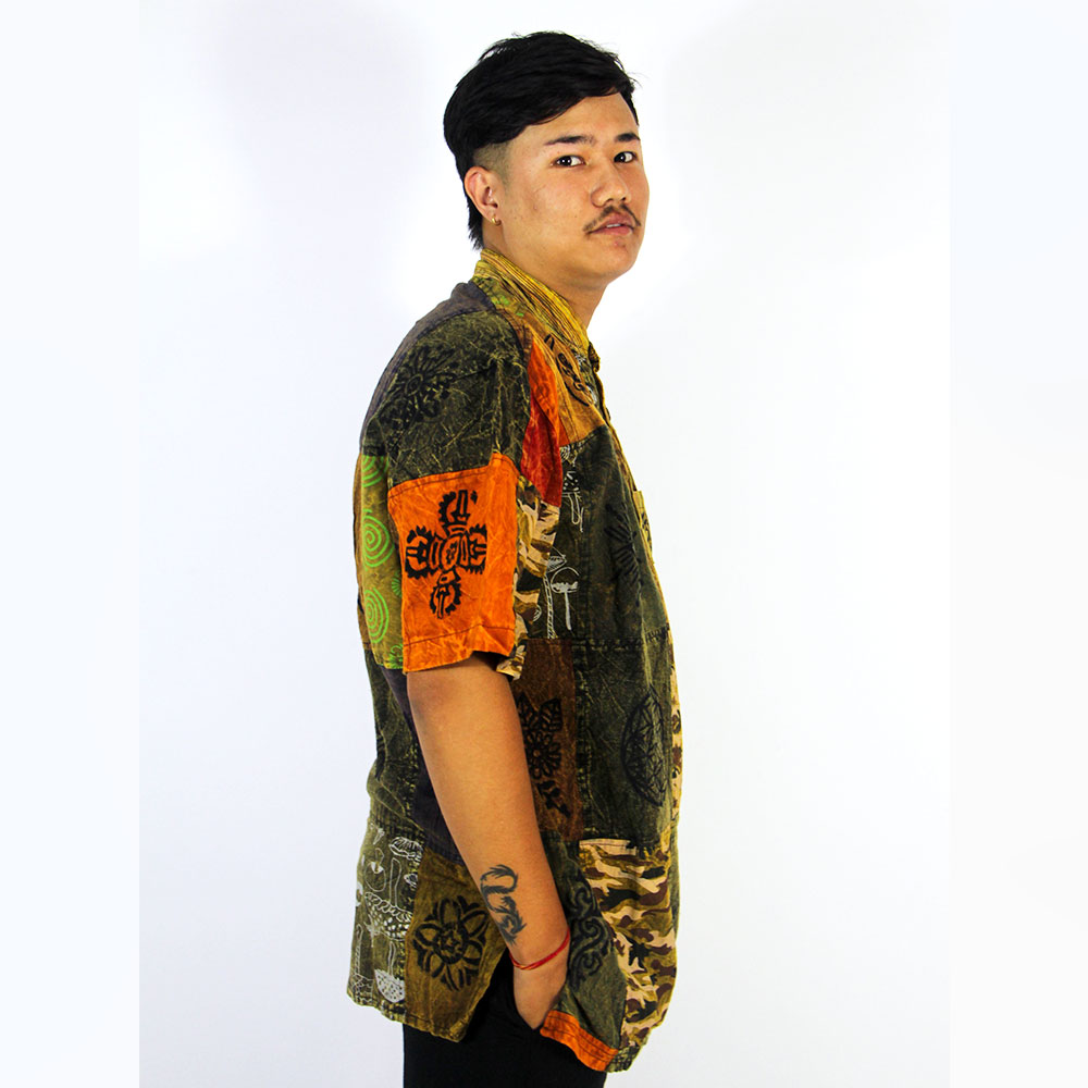 Hippe Patchwork Cotton Shirt Made in Nepal