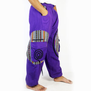 Himalayan Gheri Cotton Hippie Trousers | Boho Patchwork Festival Pants | Unisex Free-Size